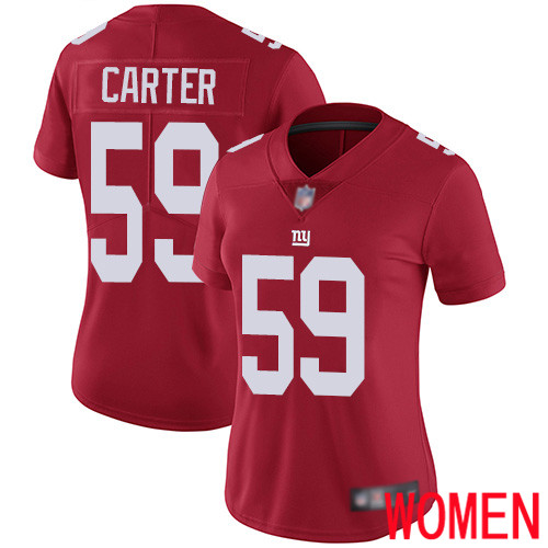 Women New York Giants #59 Lorenzo Carter Red Limited Red Inverted Legend Football NFL Jersey->women nfl jersey->Women Jersey